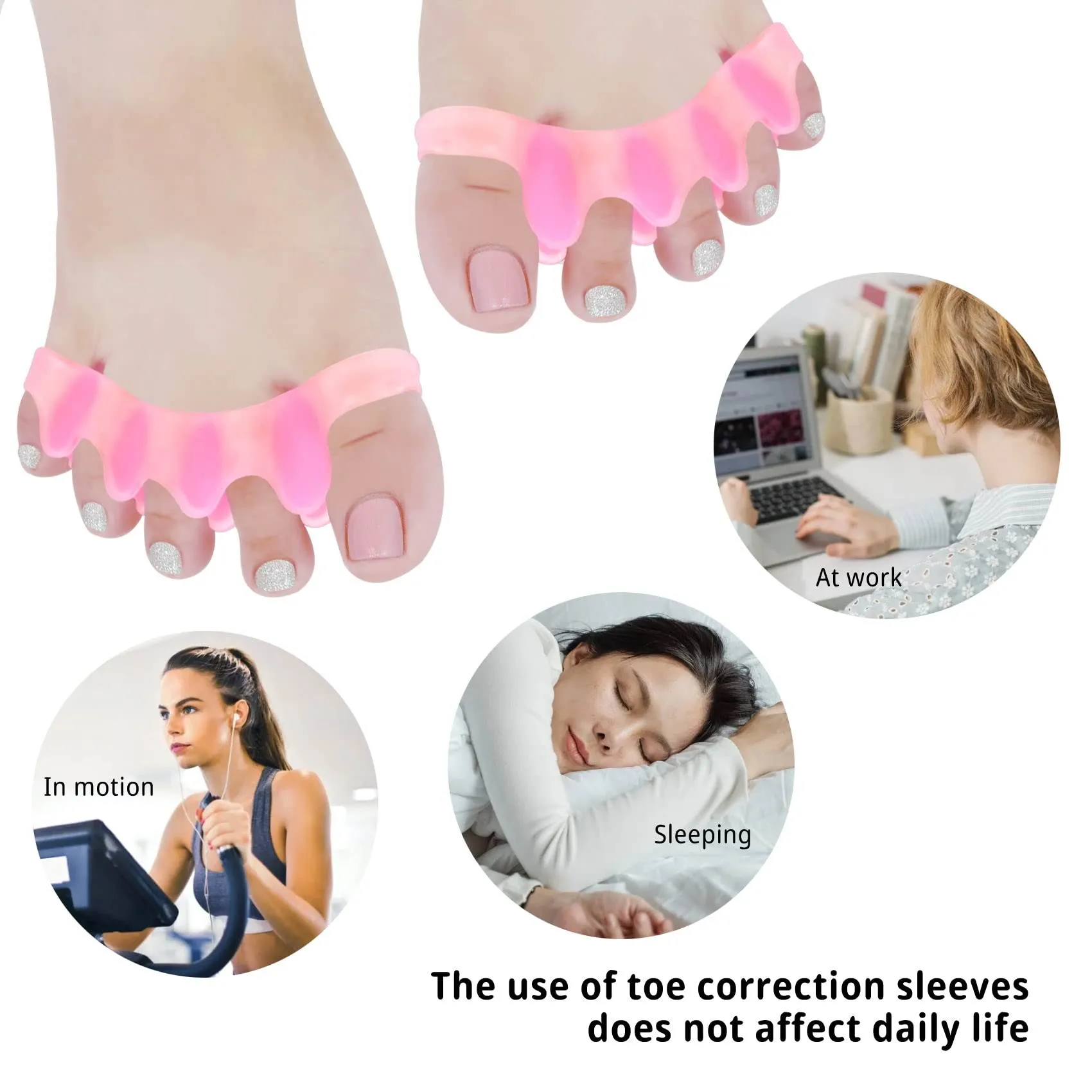 1 Pair Toe Separator, Soft Gel Toe Spacers to Correct Toes, Toe Corrector, Toe Straighteners for Overlapping Toes, Hallux Valgus (Skin-1 Pair) Skin-1 Pair