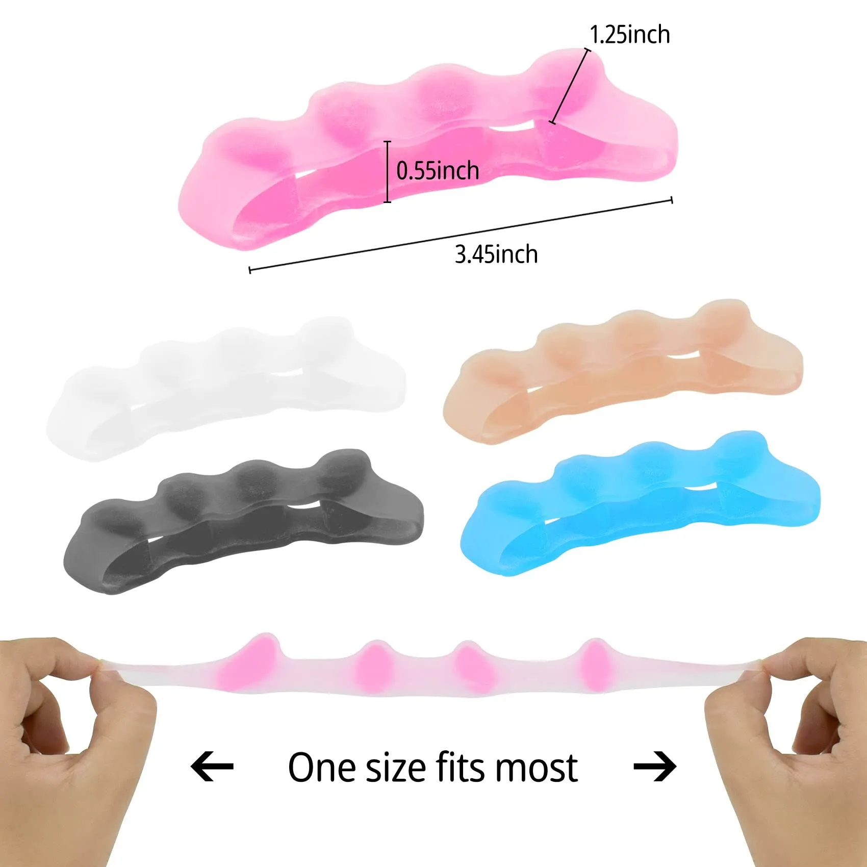 1 Pair Toe Separator, Soft Gel Toe Spacers to Correct Toes, Toe Corrector, Toe Straighteners for Overlapping Toes, Hallux Valgus (Skin-1 Pair) Skin-1 Pair