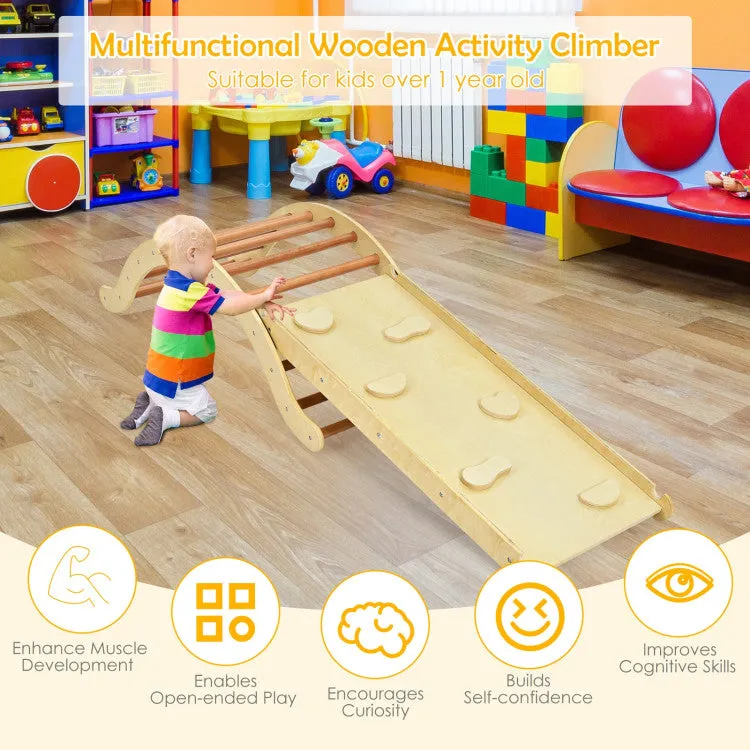 3-in-1 Kids Climbing Arch Triangle with Ramp and Mat