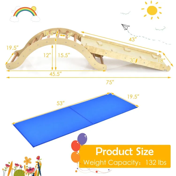 3-in-1 Kids Climbing Arch Triangle with Ramp and Mat