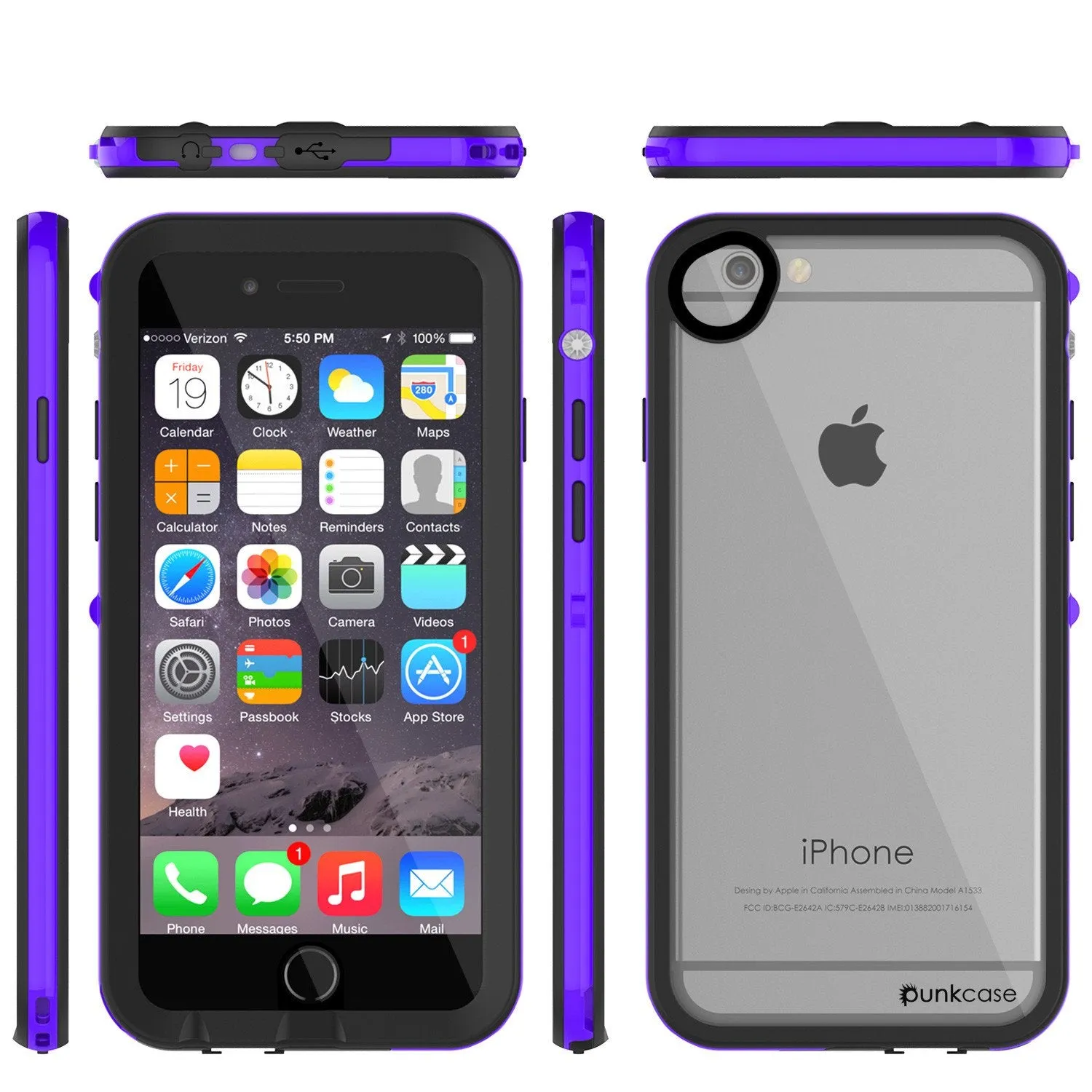 Apple iPhone 8 Waterproof Case, PUNKcase CRYSTAL 2.0 Purple W/ Attached Screen Protector  | Warranty
