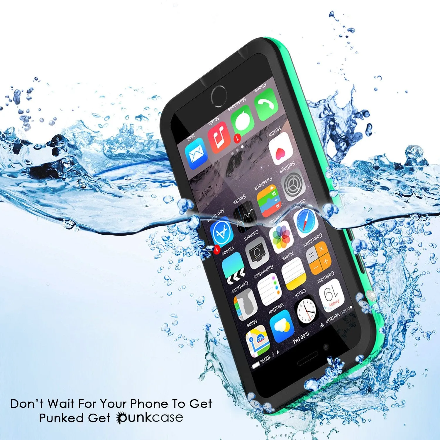 Apple iPhone 8 Waterproof Case, PUNKcase CRYSTAL 2.0 Teal W/ Attached Screen Protector  | Warranty