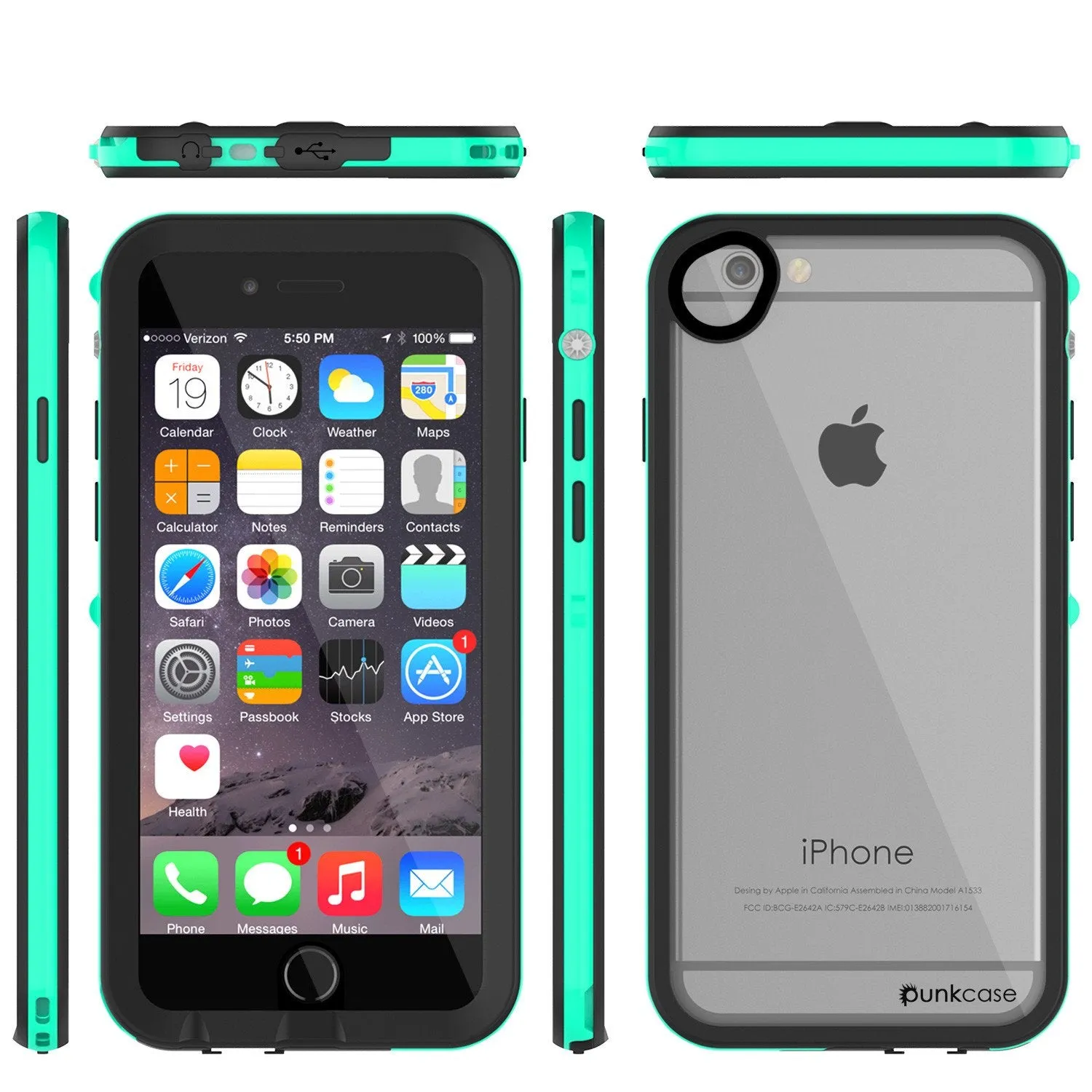 Apple iPhone 8 Waterproof Case, PUNKcase CRYSTAL 2.0 Teal W/ Attached Screen Protector  | Warranty