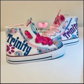 Blues Clues Kids Shoes | Magenta Bling Rhinestone Shoes | Blues Clues Converse Kids Girls