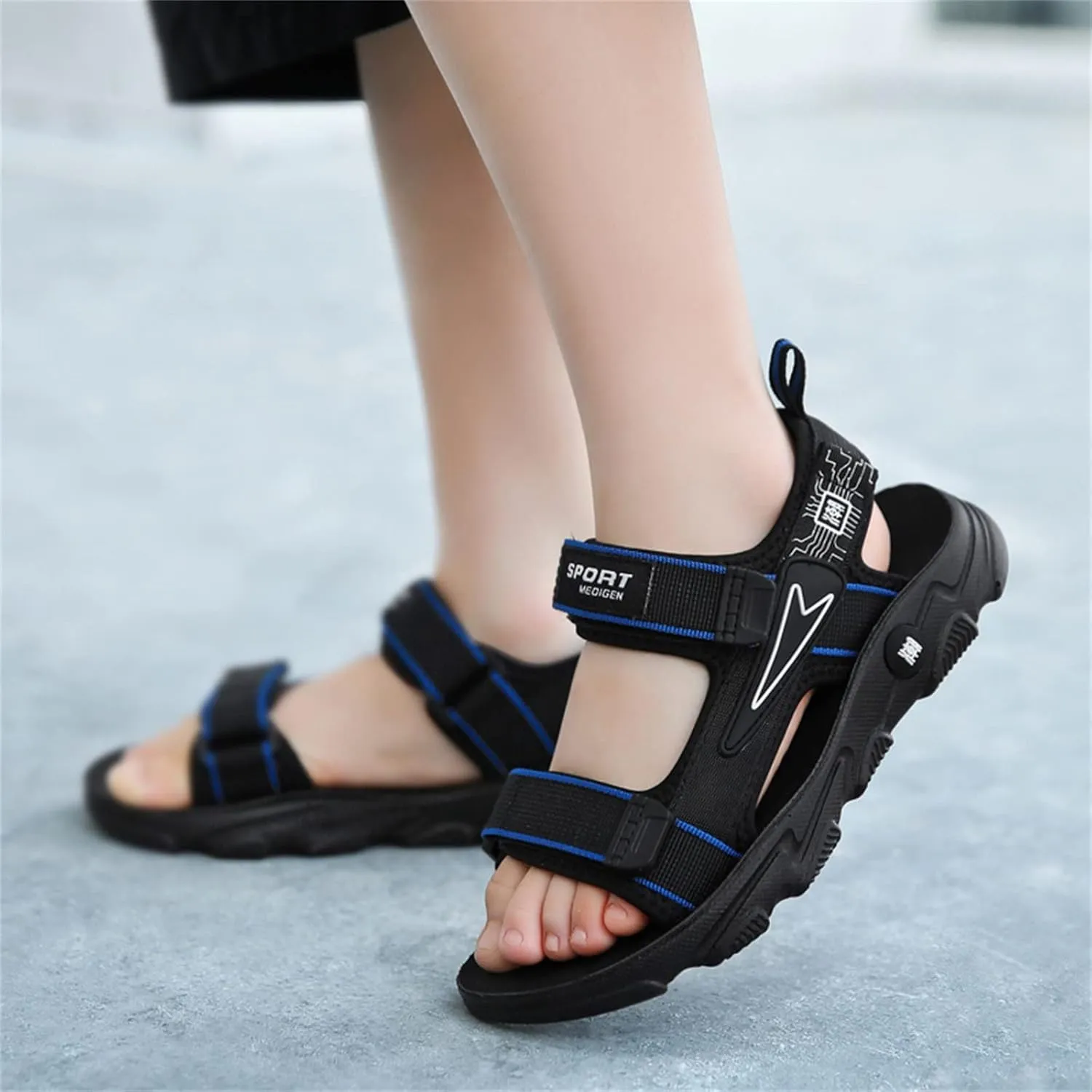 Boys Sandals Kids Adjustable Double Straps Color Block Lightweight Comfortable Anti-slip Summer Outdoor Casual Shoes