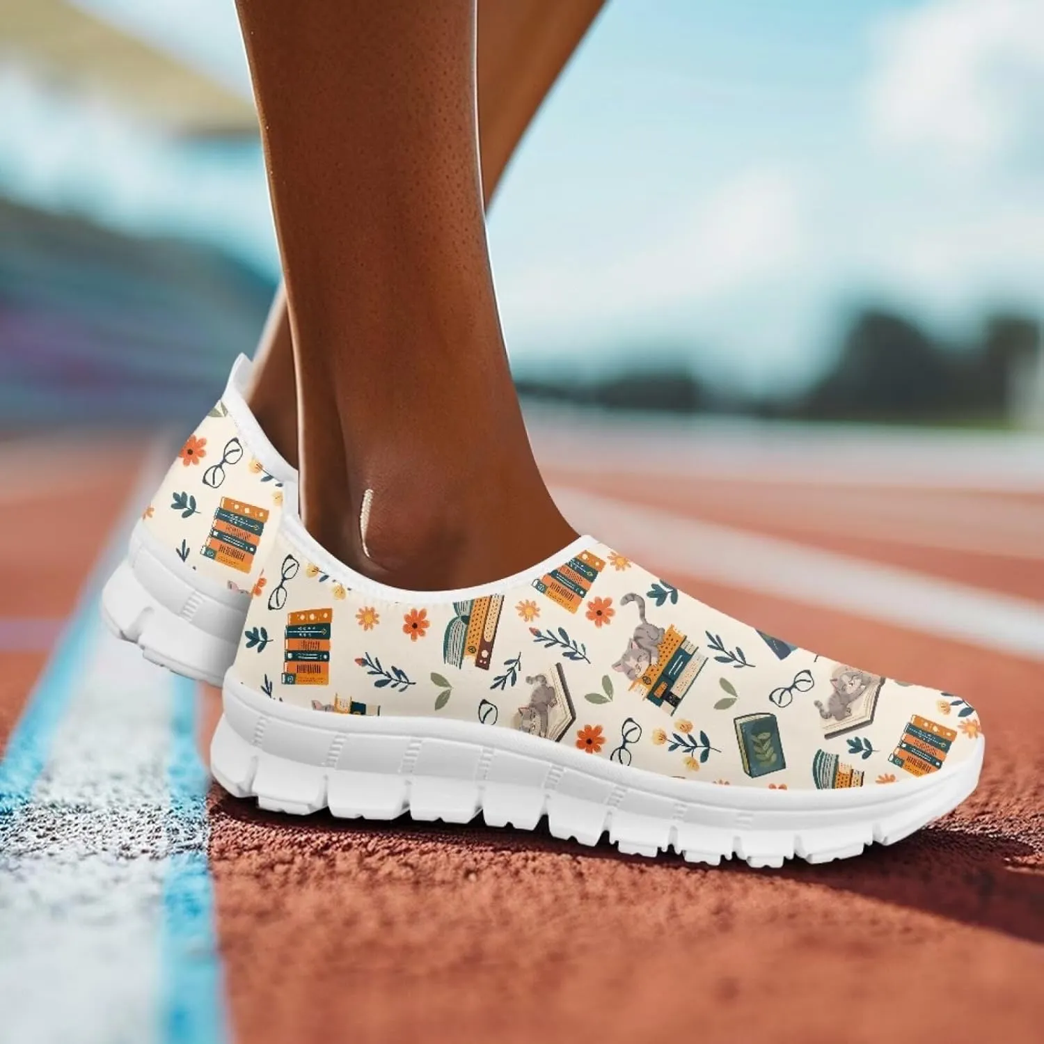 Coloranimal Flats for Women Slip On Shoes Fashion Travel Shoes Mesh Athletic Shoes with Anti Skid Sole Low Cut Walking Running Shoes