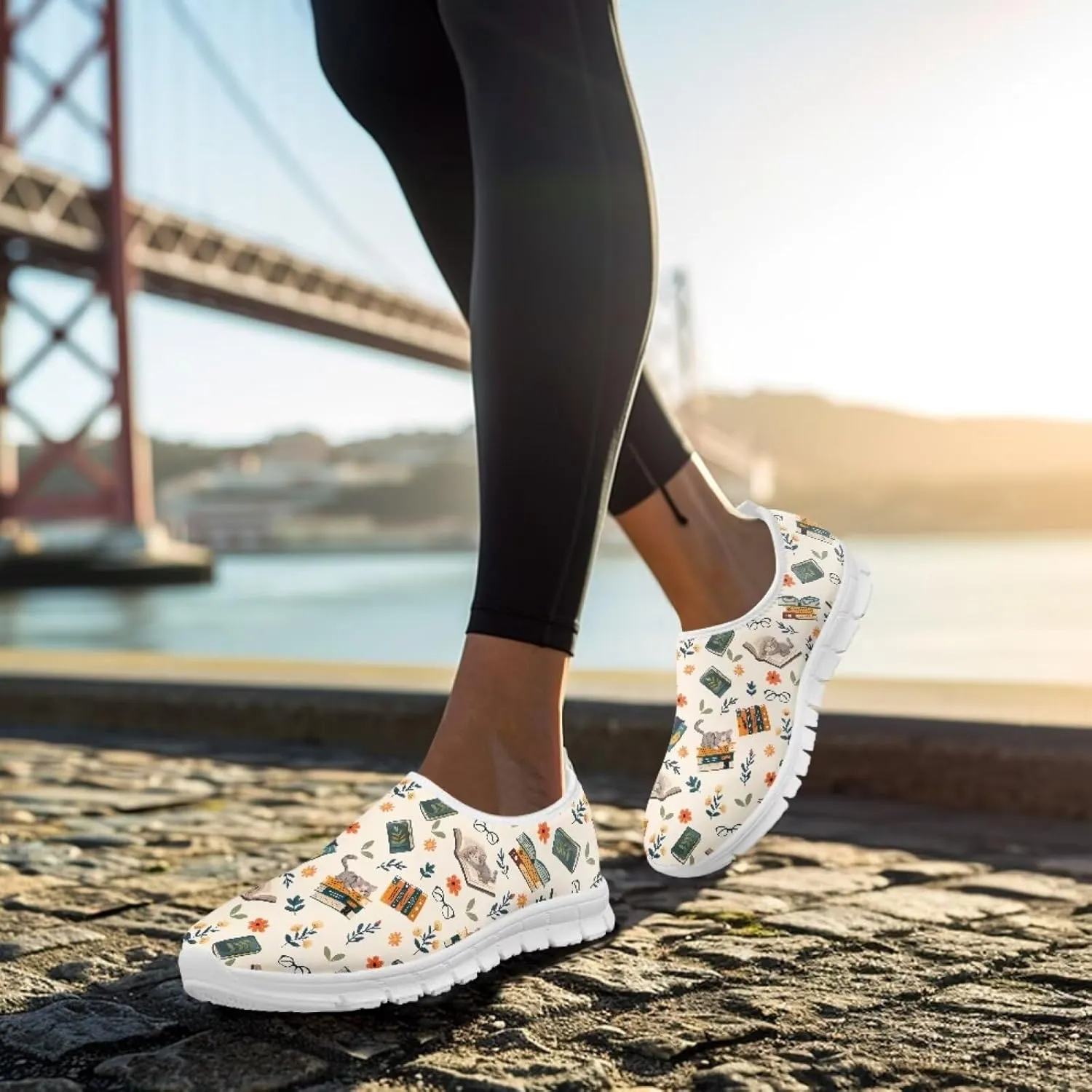 Coloranimal Flats for Women Slip On Shoes Fashion Travel Shoes Mesh Athletic Shoes with Anti Skid Sole Low Cut Walking Running Shoes