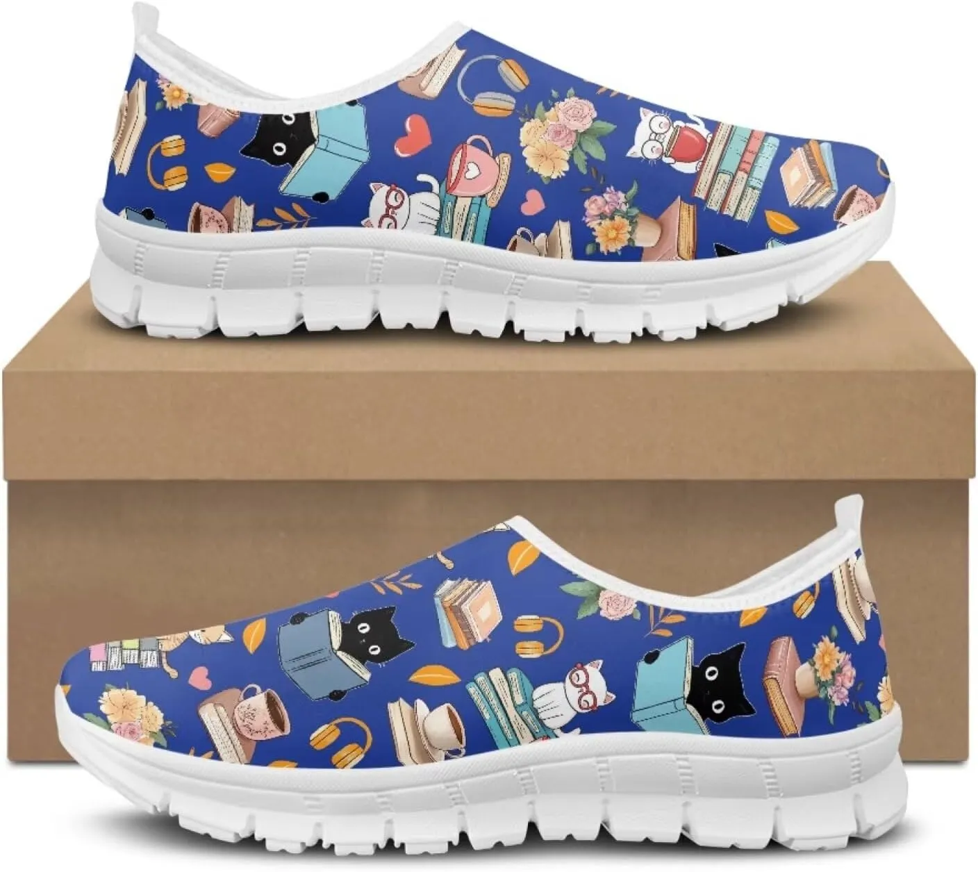 Coloranimal Flats for Women Slip On Shoes Fashion Travel Shoes Mesh Athletic Shoes with Anti Skid Sole Low Cut Walking Running Shoes
