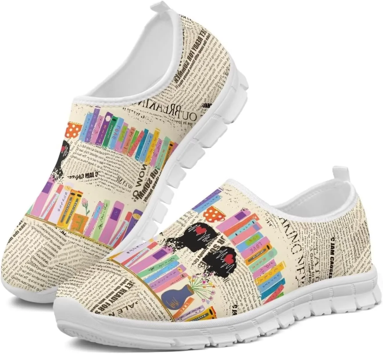 Coloranimal Flats for Women Slip On Shoes Fashion Travel Shoes Mesh Athletic Shoes with Anti Skid Sole Low Cut Walking Running Shoes