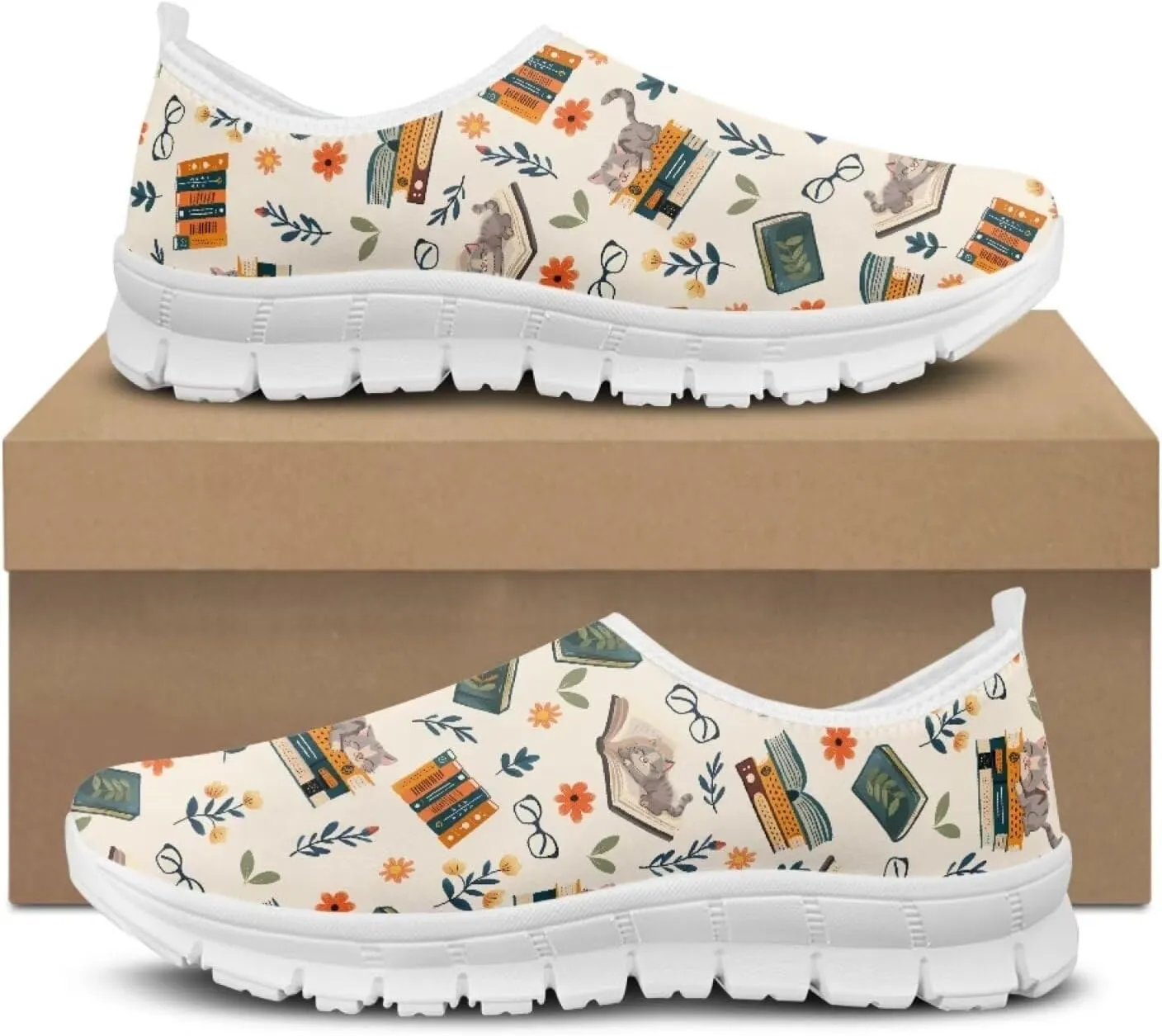 Coloranimal Flats for Women Slip On Shoes Fashion Travel Shoes Mesh Athletic Shoes with Anti Skid Sole Low Cut Walking Running Shoes