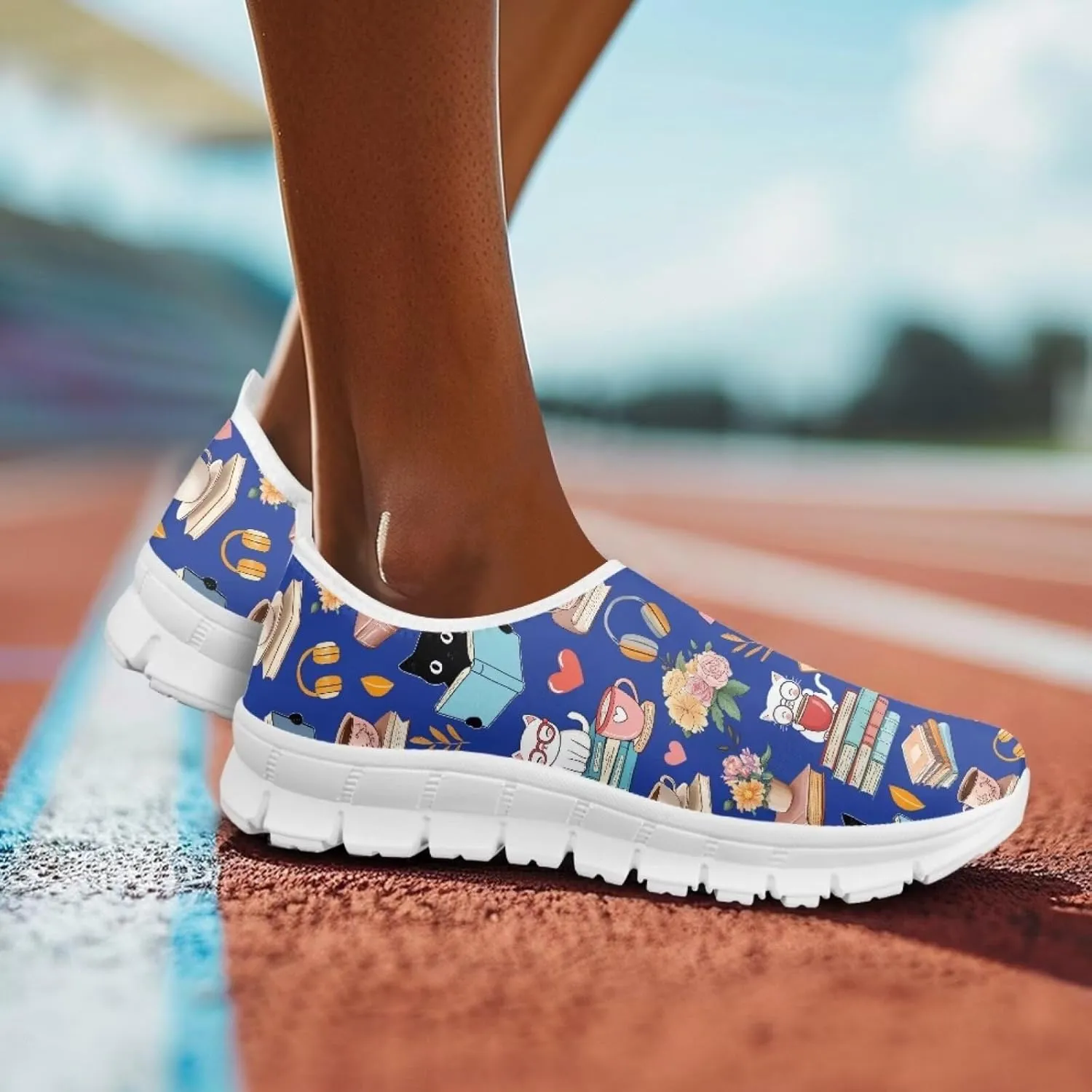 Coloranimal Flats for Women Slip On Shoes Fashion Travel Shoes Mesh Athletic Shoes with Anti Skid Sole Low Cut Walking Running Shoes