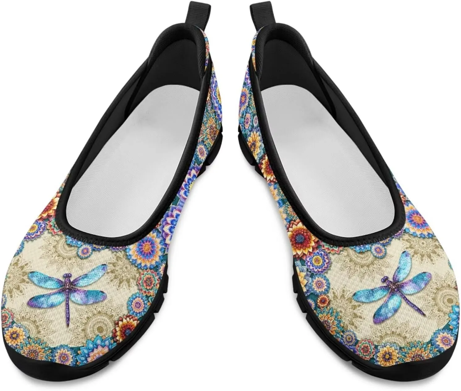 Coloranimal Loafers for Women Mesh Flats Womens Flats Walking Shoes Comfort Slip On Shoes Low Cut Lightweight Athletic Shoes