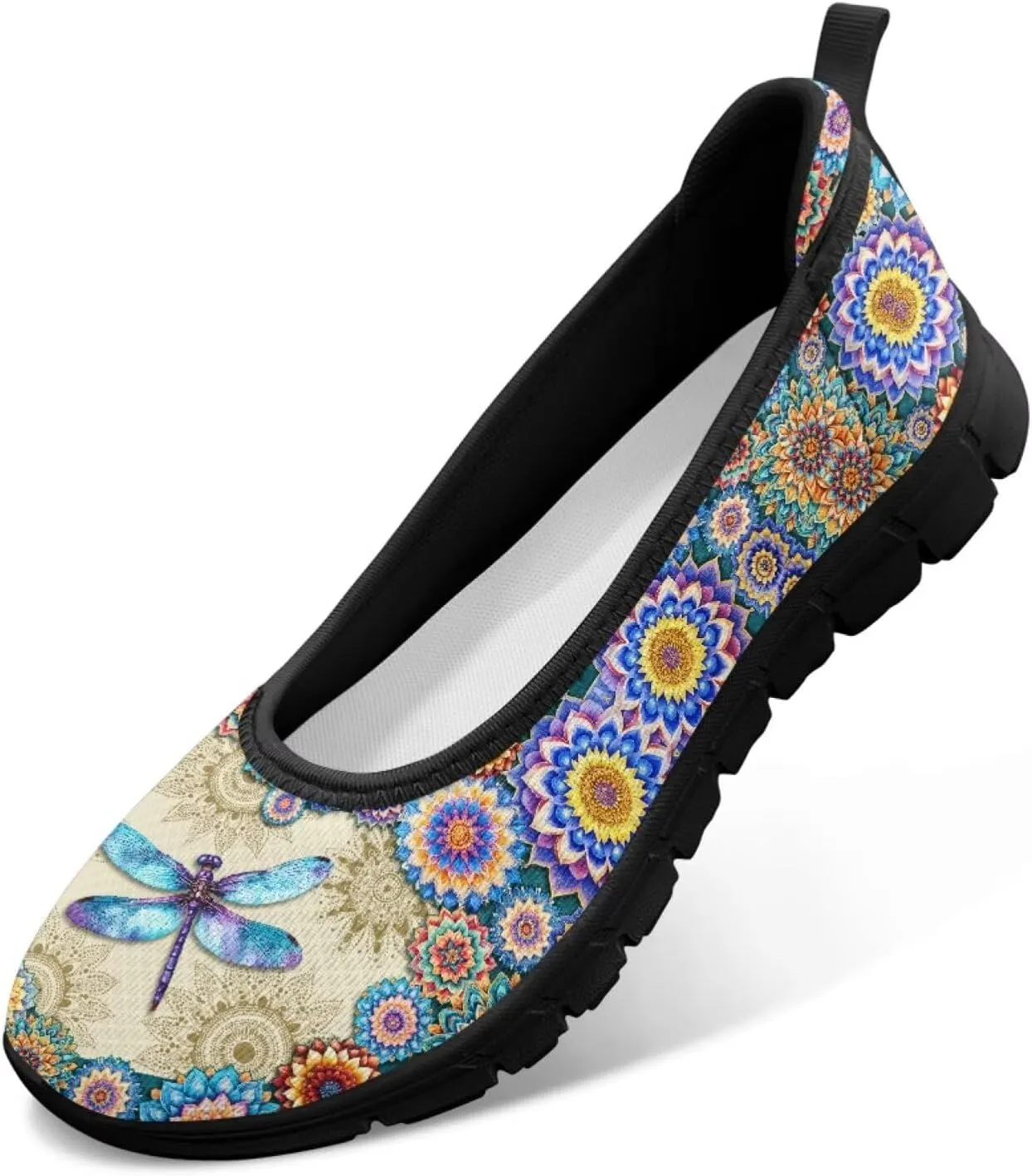 Coloranimal Loafers for Women Mesh Flats Womens Flats Walking Shoes Comfort Slip On Shoes Low Cut Lightweight Athletic Shoes