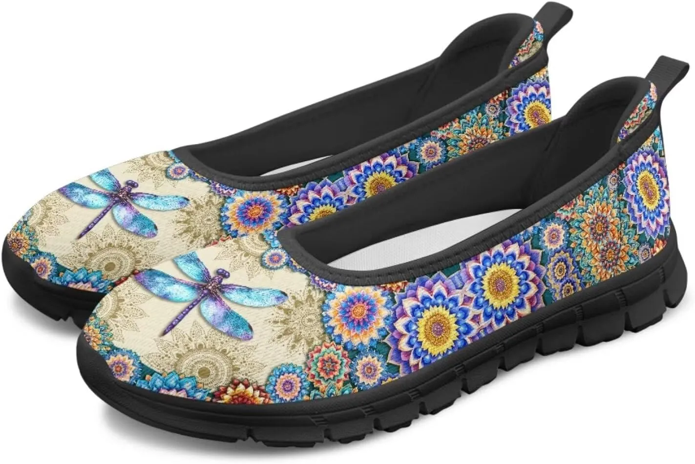 Coloranimal Loafers for Women Mesh Flats Womens Flats Walking Shoes Comfort Slip On Shoes Low Cut Lightweight Athletic Shoes