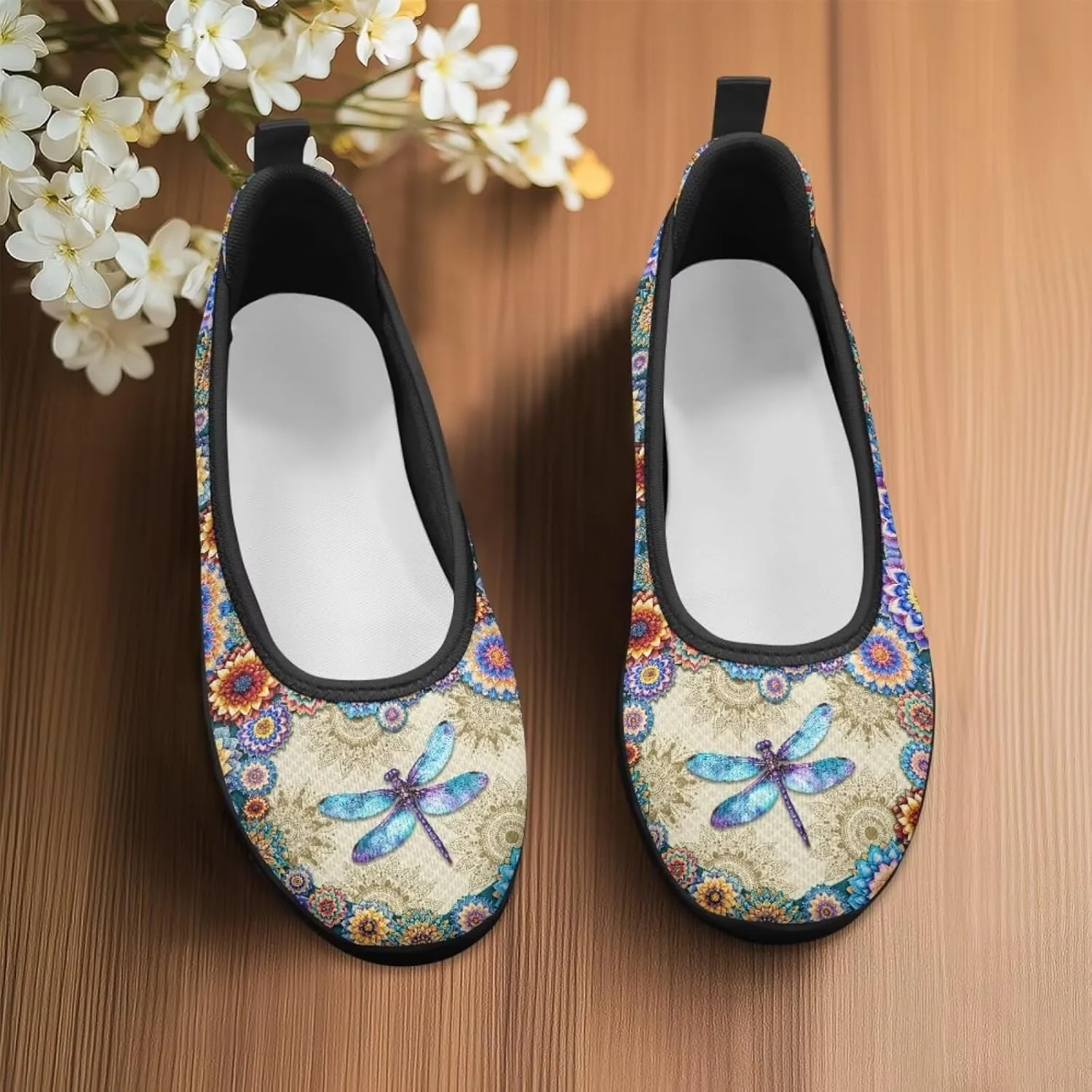 Coloranimal Loafers for Women Mesh Flats Womens Flats Walking Shoes Comfort Slip On Shoes Low Cut Lightweight Athletic Shoes