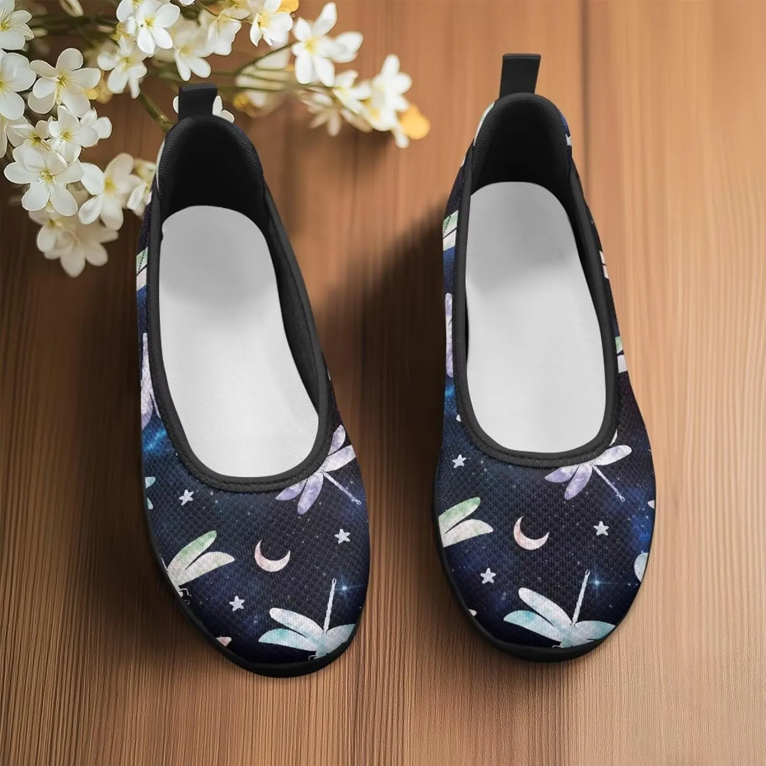 Coloranimal Loafers for Women Mesh Flats Womens Flats Walking Shoes Comfort Slip On Shoes Low Cut Lightweight Athletic Shoes