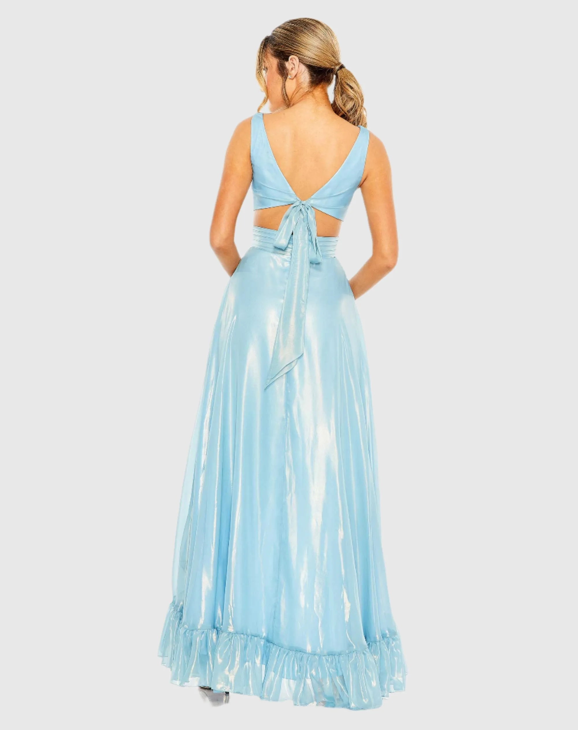 Cut Out High Low Ruffle Gown