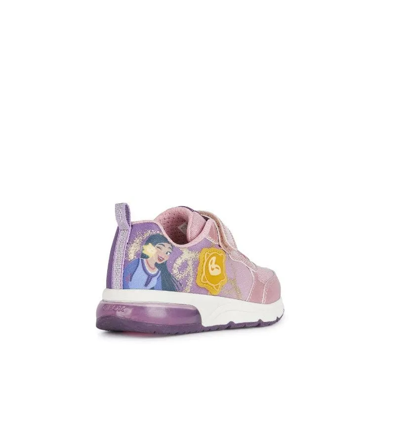 Geox Girls Disney Princess Light Up Trainer Wish Pink SpaceClub - J458VA