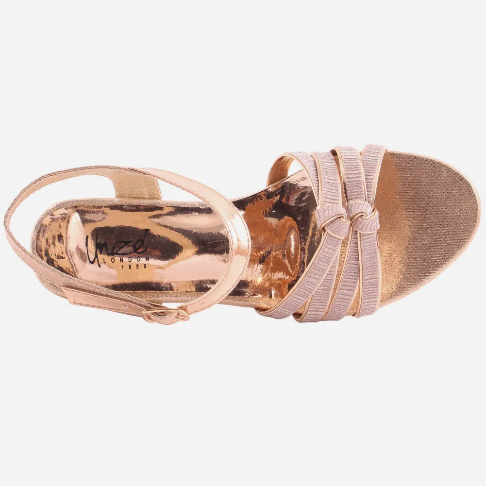 Girls"Gemma" Glitter Finish Ankle Strap Sandals