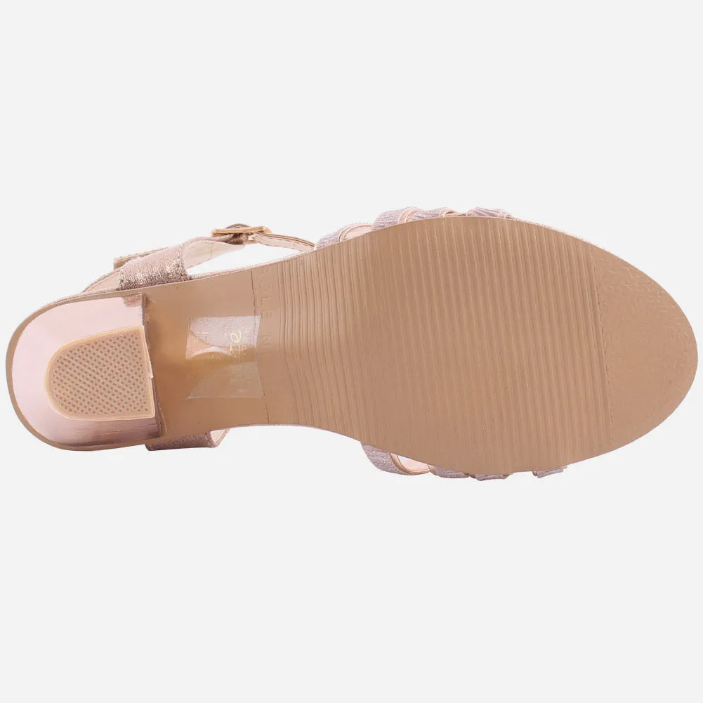 Girls"Gemma" Glitter Finish Ankle Strap Sandals