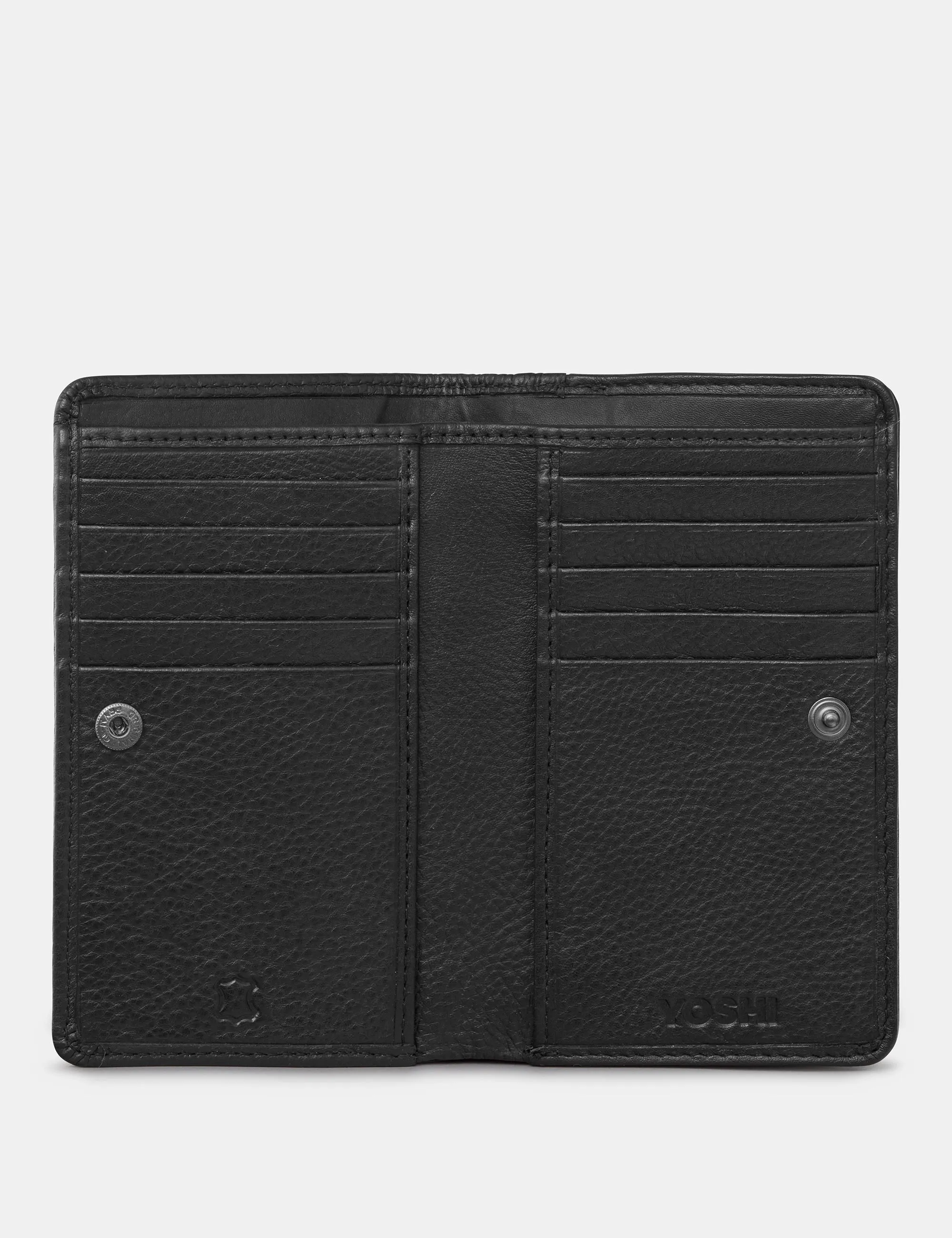 Highland Cow Black Leather Oxford Purse