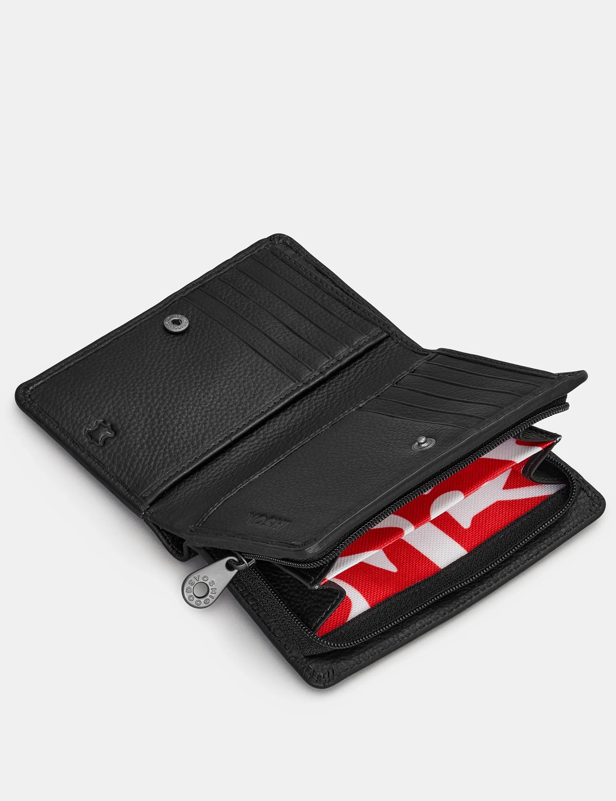 Highland Cow Black Leather Oxford Purse