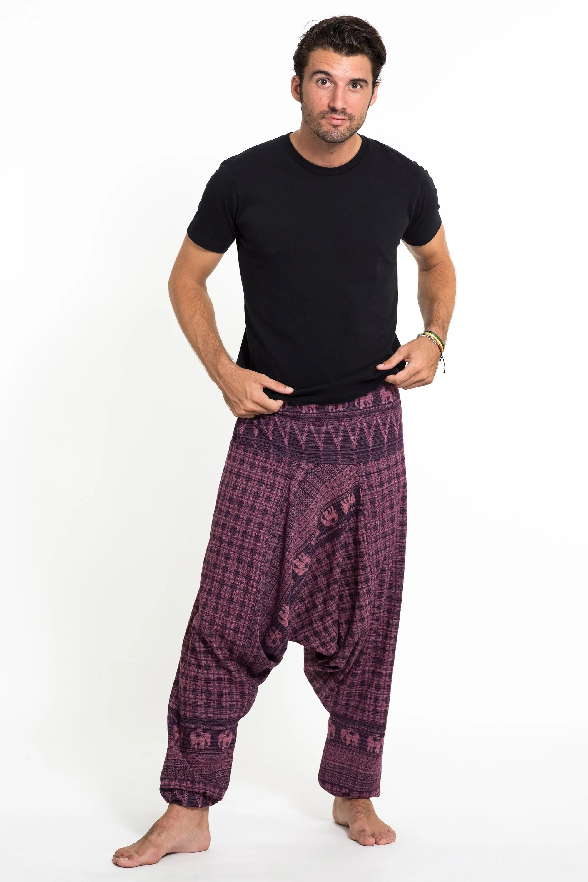 Hill Tribe Elephant Men's Elephant Pants in Purple