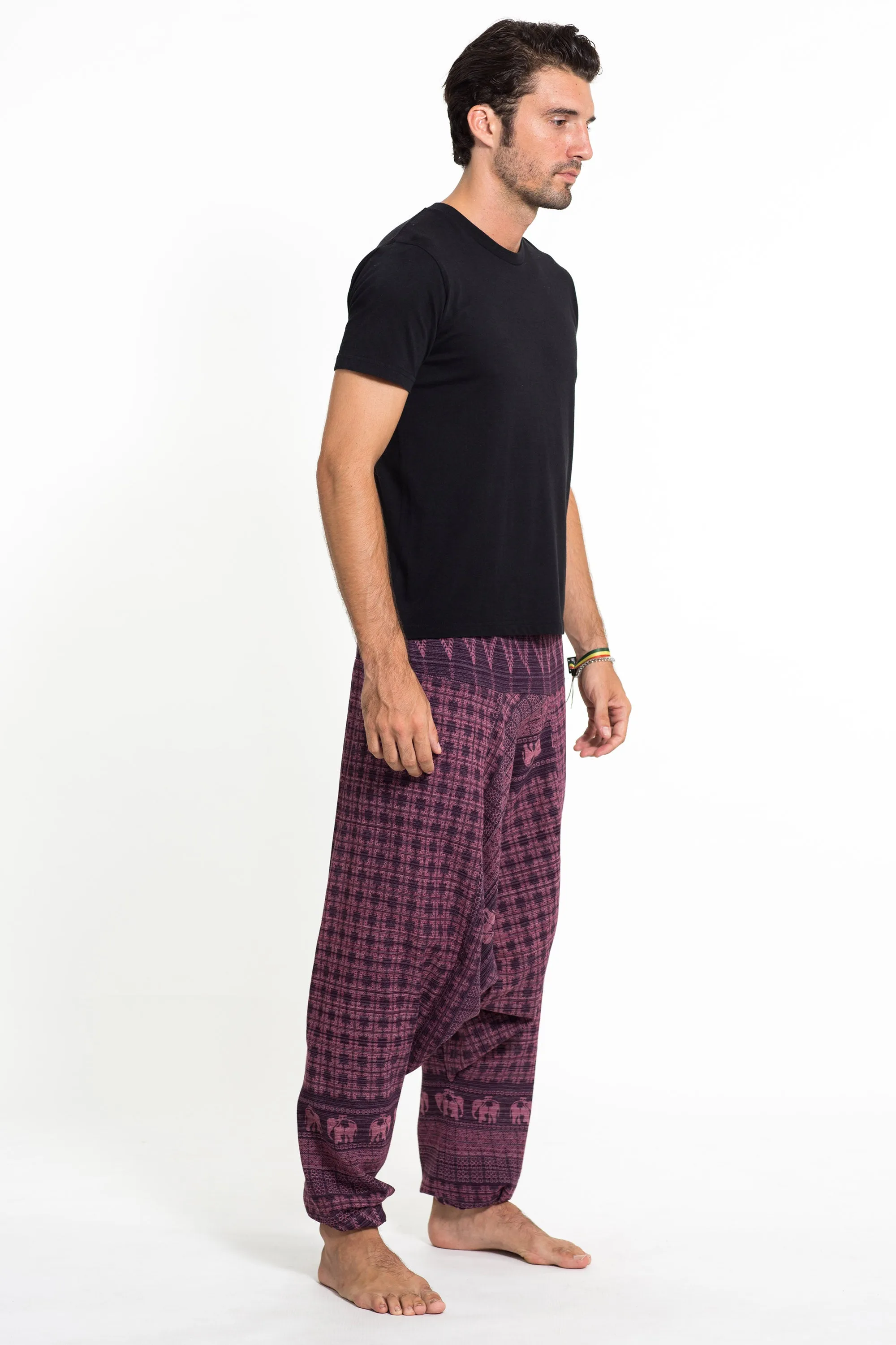 Hill Tribe Elephant Men's Elephant Pants in Purple