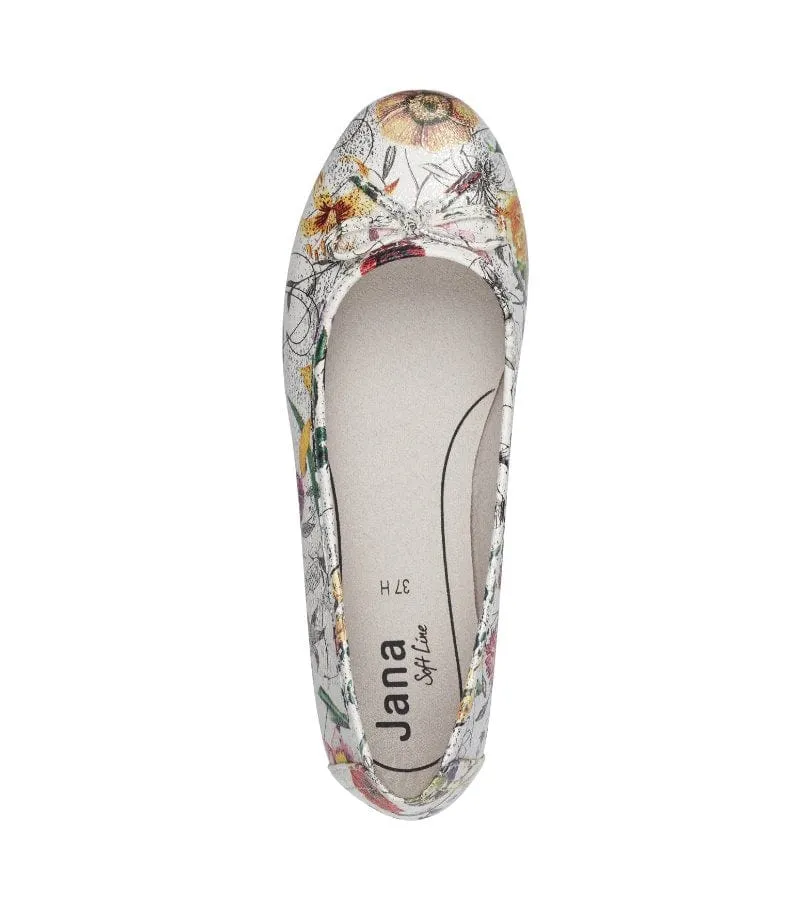 Jana Womens Vegan Wide Fit Slip In Flower Pattern Shoe - 8-22164-41