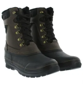 Khombu Mens Kenny Brown Leather Duck Snow Boots Waterproof