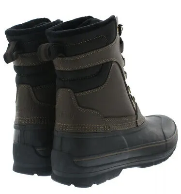 Khombu Mens Kenny Brown Leather Duck Snow Boots Waterproof