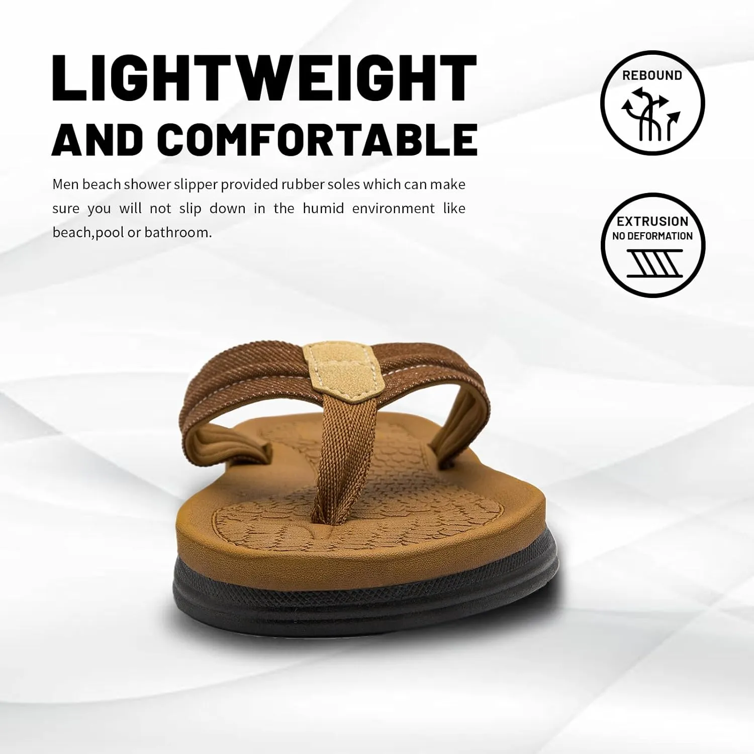 Men's Beach Flip-Flops Comfort Thong Sandal Slippers Summer Outdoor Athletic Slide sandals for men with Soft Cushion