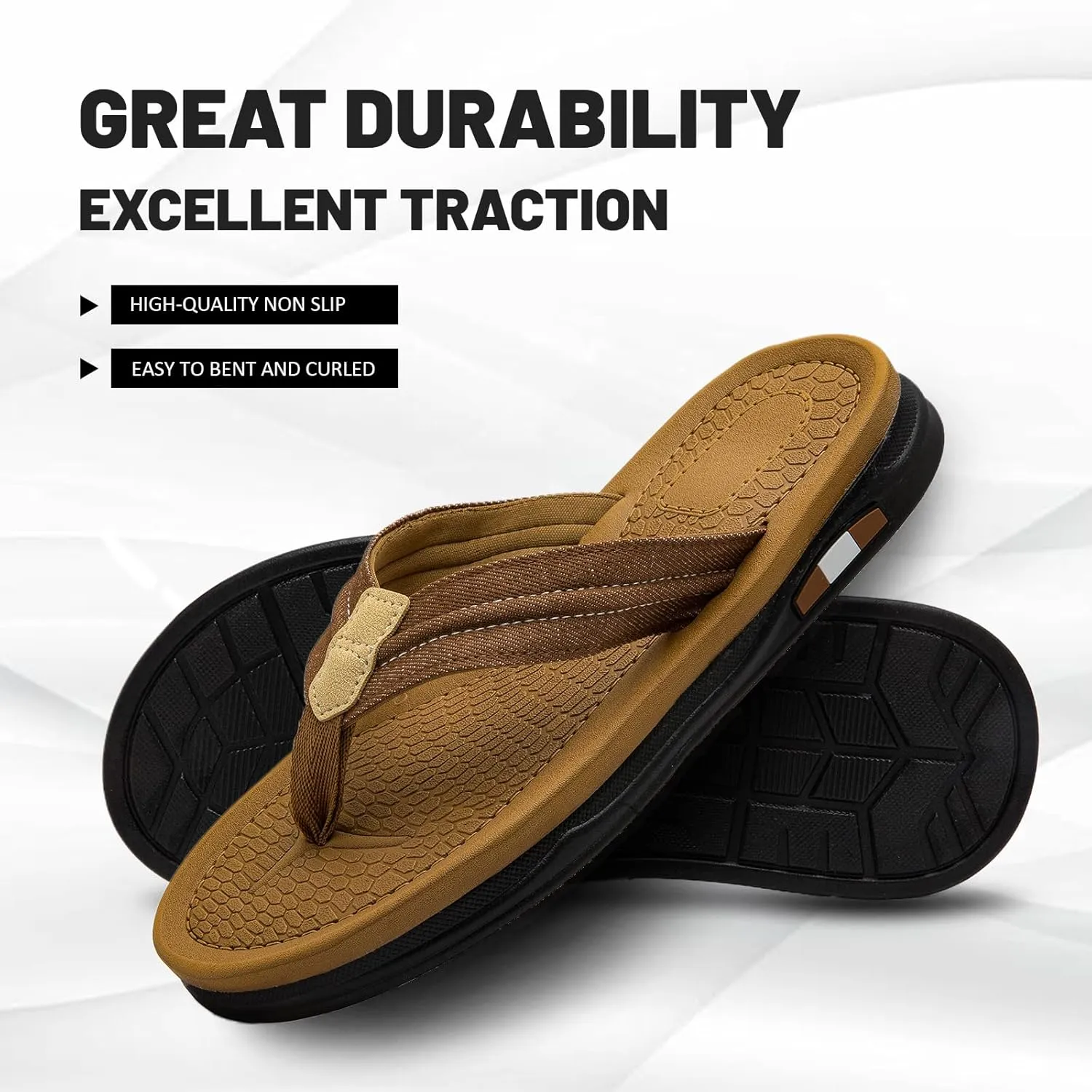 Men's Beach Flip-Flops Comfort Thong Sandal Slippers Summer Outdoor Athletic Slide sandals for men with Soft Cushion