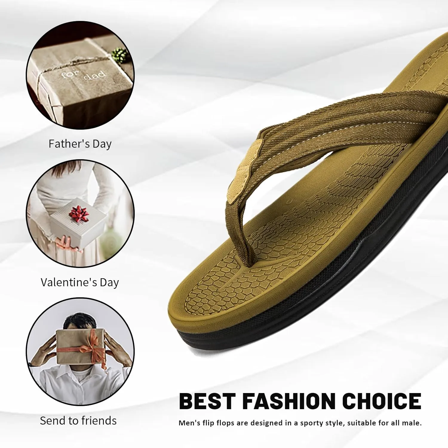 Men's Beach Flip-Flops Comfort Thong Sandal Slippers Summer Outdoor Athletic Slide sandals for men with Soft Cushion