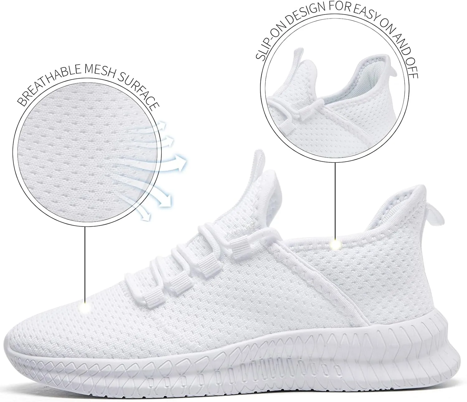 Mens Running Shoes Slip on Tennis Shoes Fashion Sneakers Lightweight Athletic Gym Workout Sneakers Non Slip Walking Sport for Men