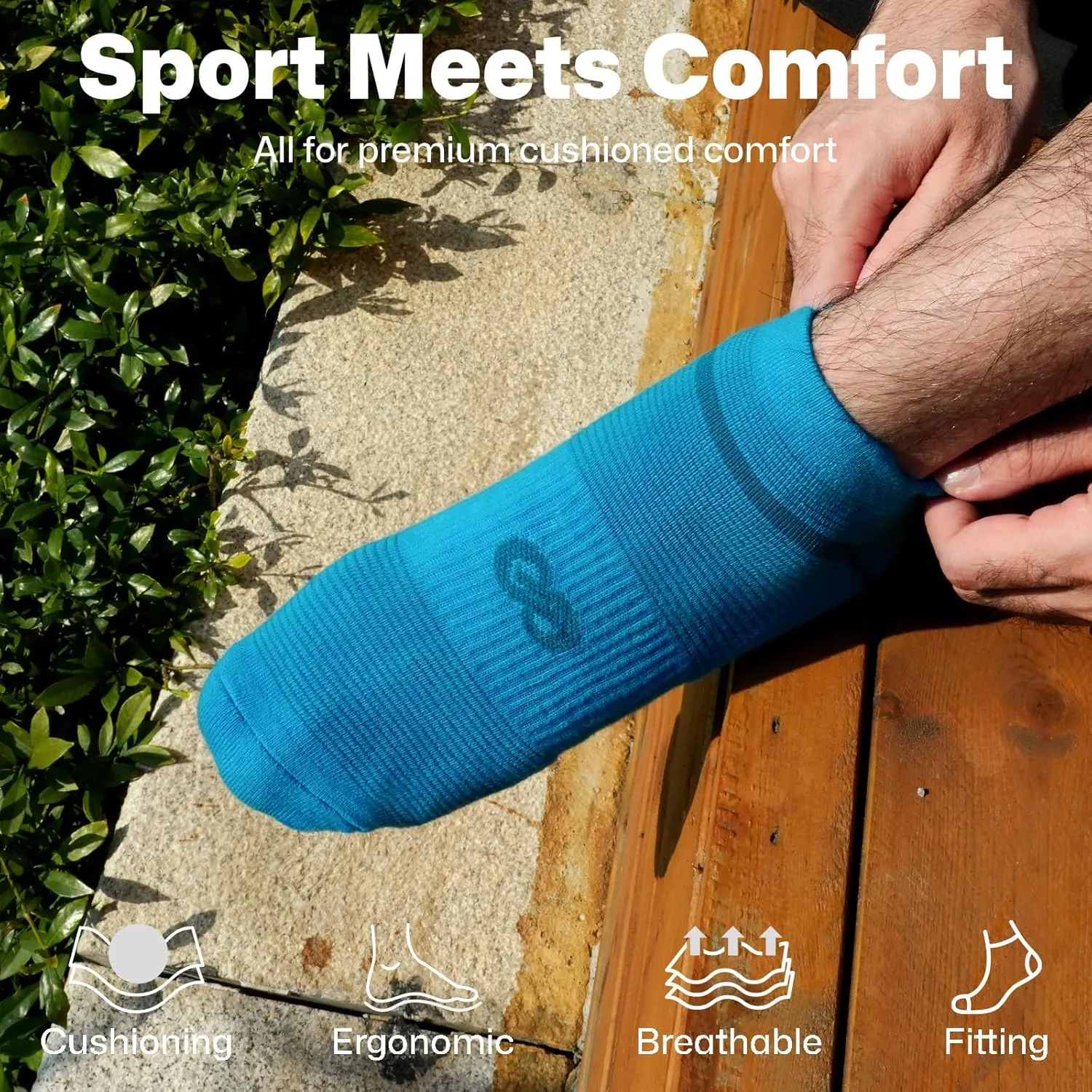 PAPLUS Running Athletic Ankle Socks-5 Pairs, Cushioned Low Cut Anti-Blister Sports Socks for Men Women, Hiking, Walking