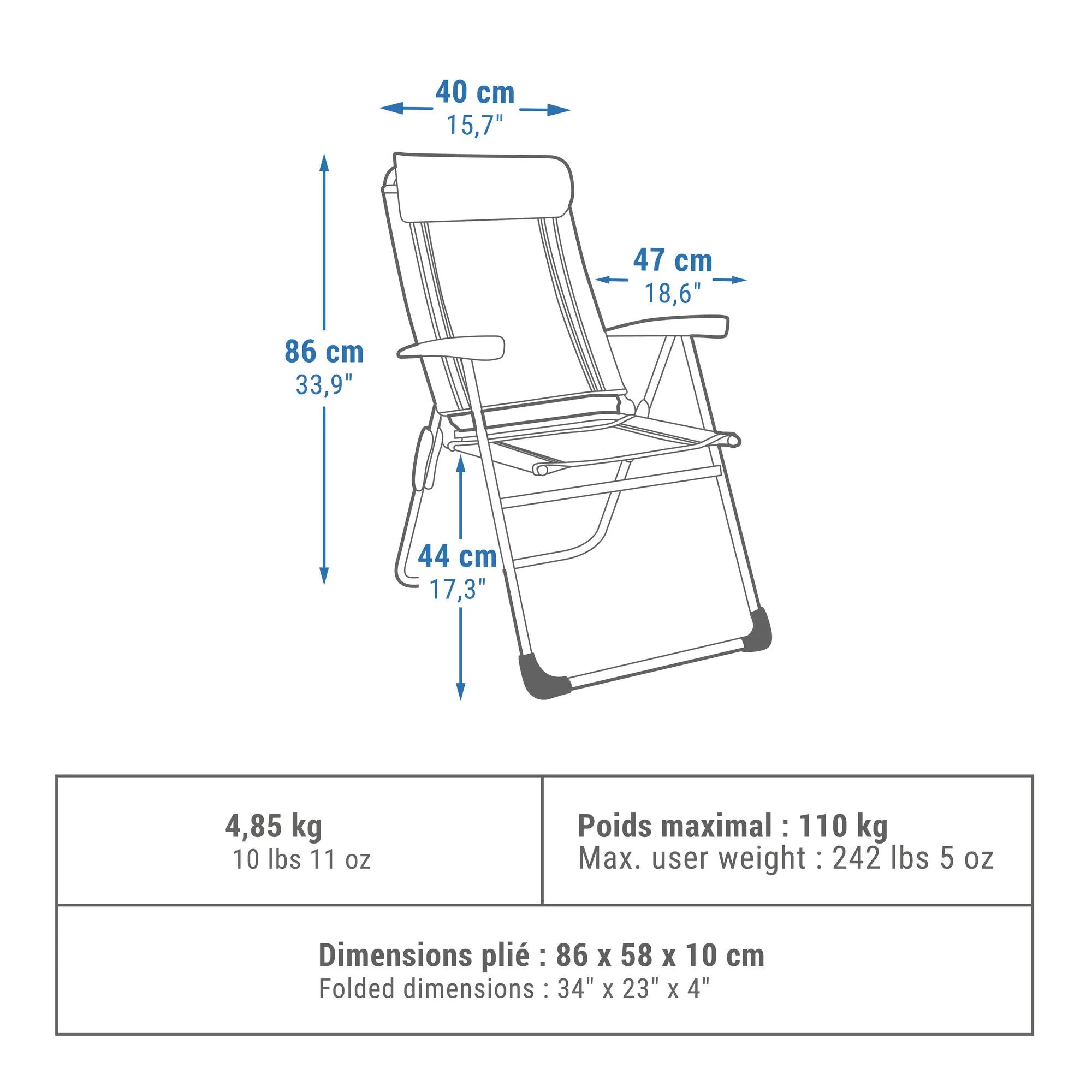 Quechua Reclinable Camping Chair