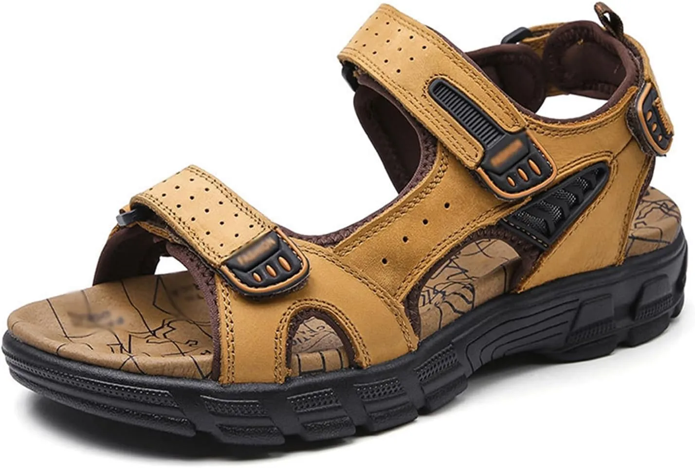 RZDYSQ Summer Mens Hiking Sandals Sport Outdoor Hiking Sandals Open Toe Leather Walking Sandals Beach Water Shoes