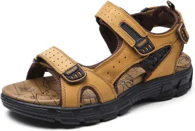 RZDYSQ Summer Mens Hiking Sandals Sport Outdoor Hiking Sandals Open Toe Leather Walking Sandals Beach Water Shoes