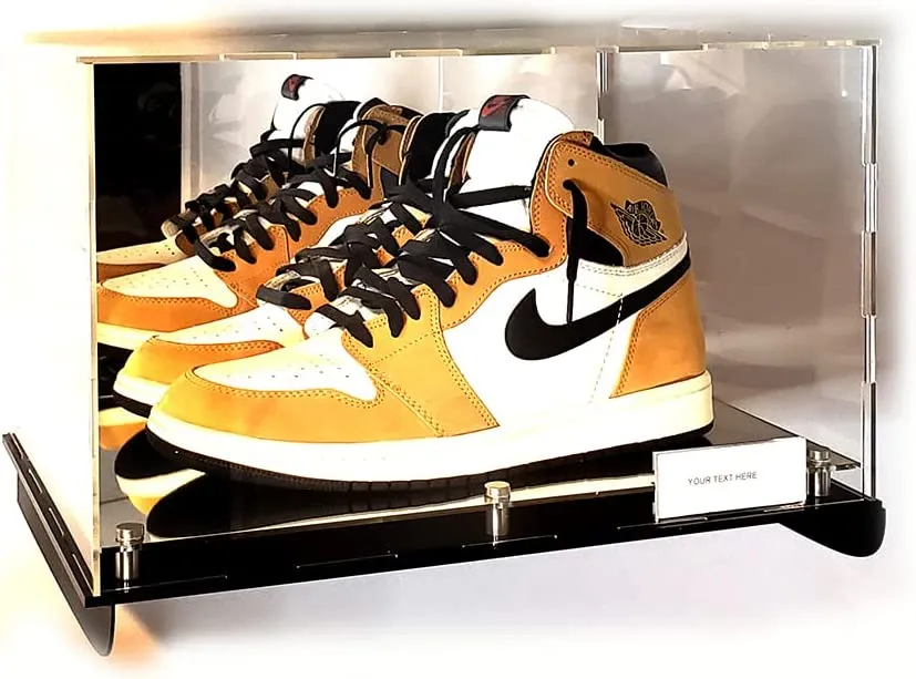 Shoes Sneaker Shelf Wall Mount Acrylic Display Case Memorabilia Box UV Protection Floating Box (2 Shoes 15x12x9)