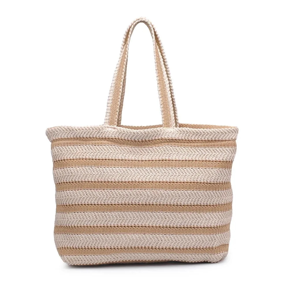 Stripe Woven Straw Tote