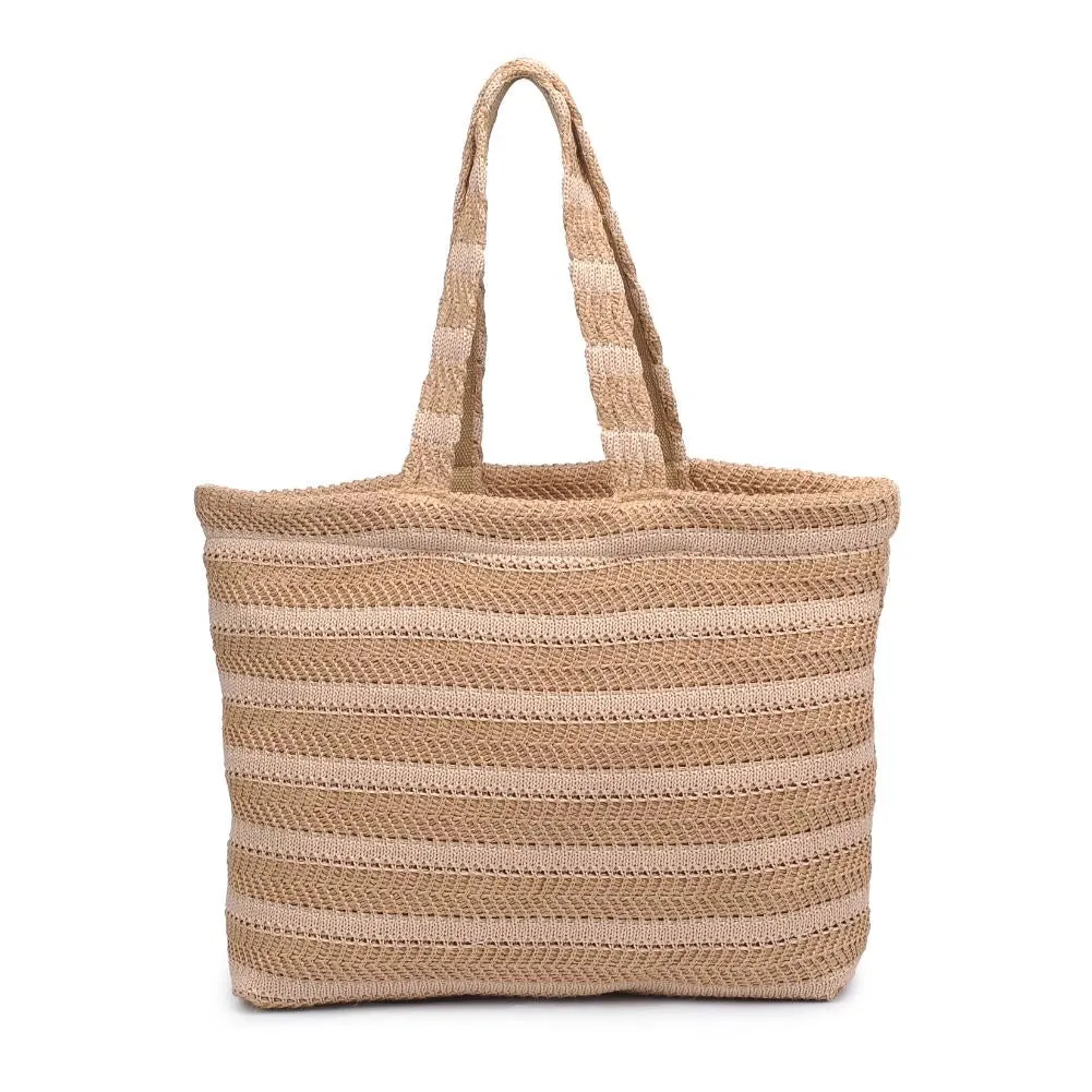 Stripe Woven Straw Tote