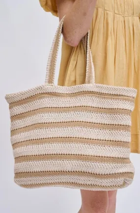 Stripe Woven Straw Tote