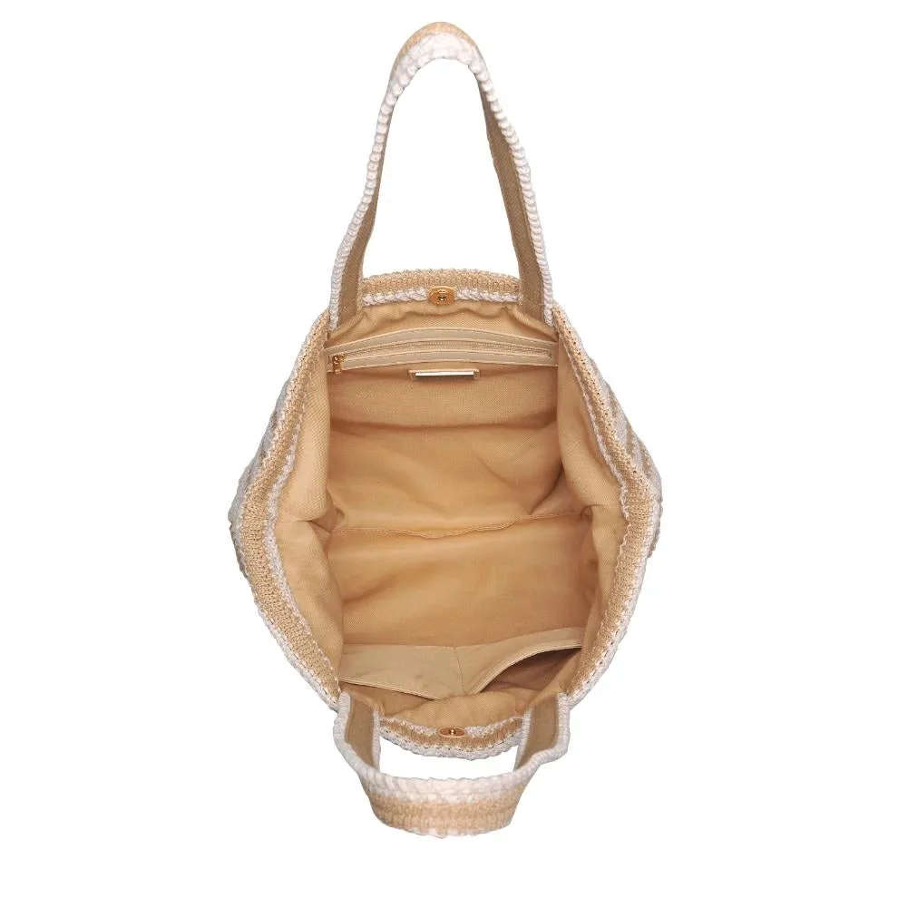 Stripe Woven Straw Tote