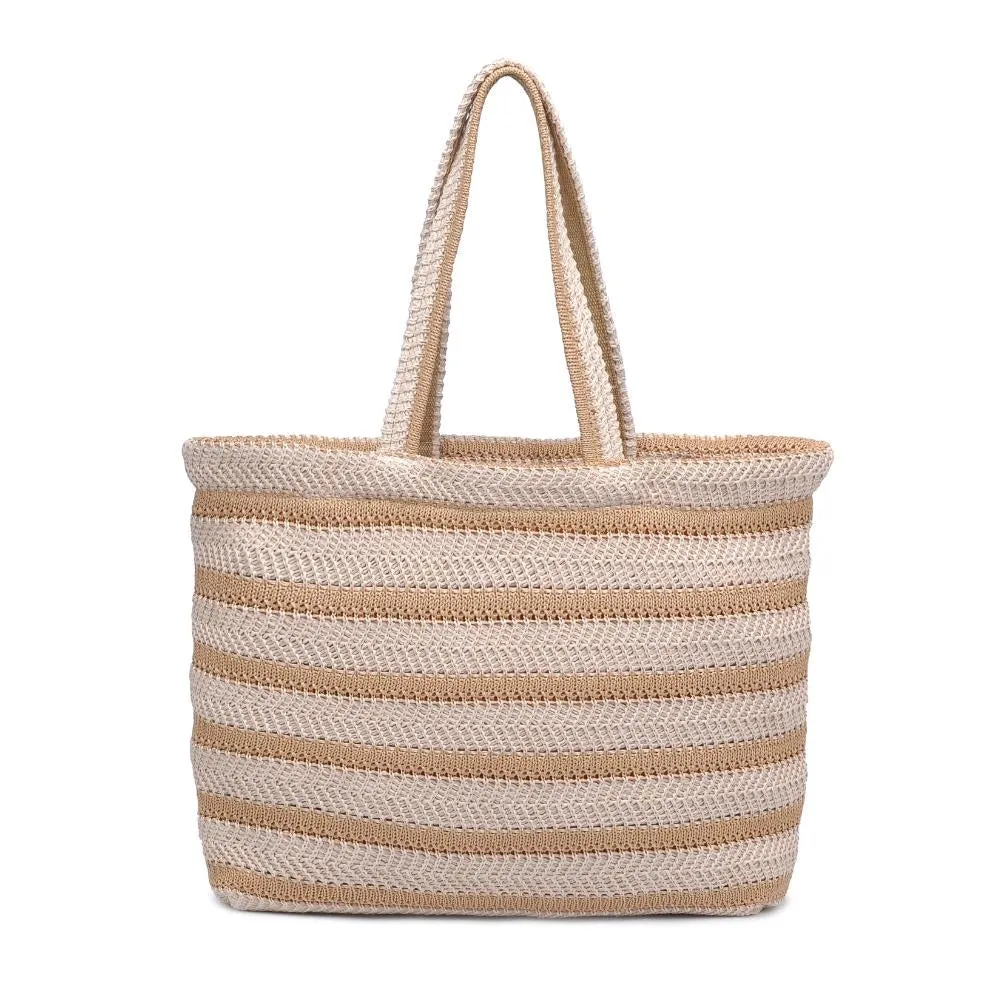 Stripe Woven Straw Tote