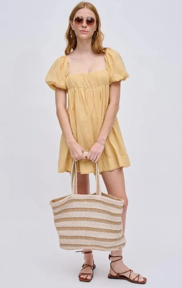 Stripe Woven Straw Tote