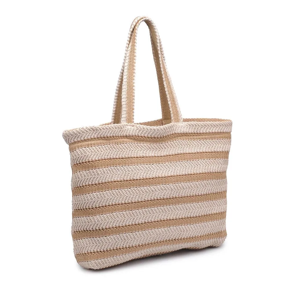 Stripe Woven Straw Tote