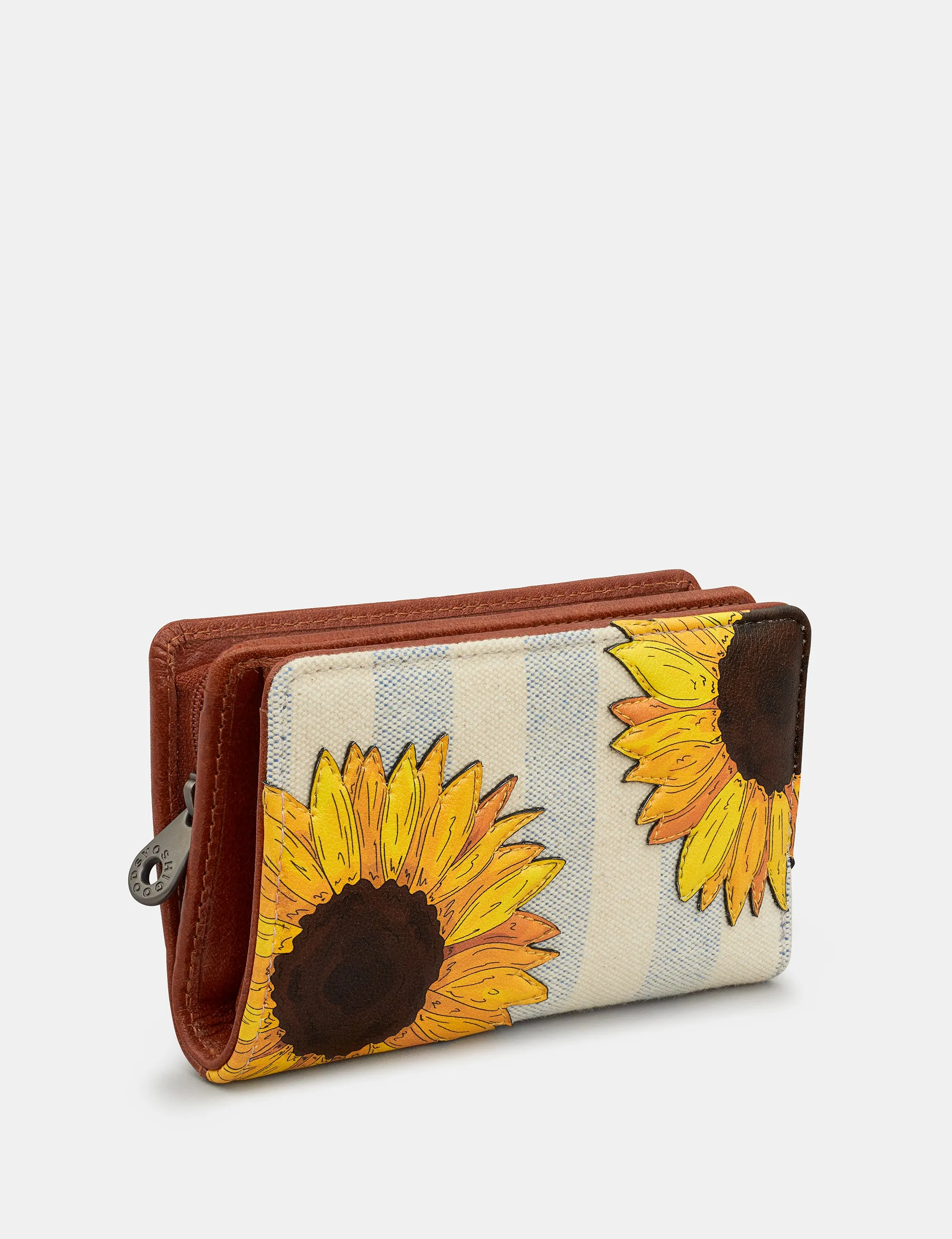 Sunflower Bloom Leather And Canvas Oxford Purse
