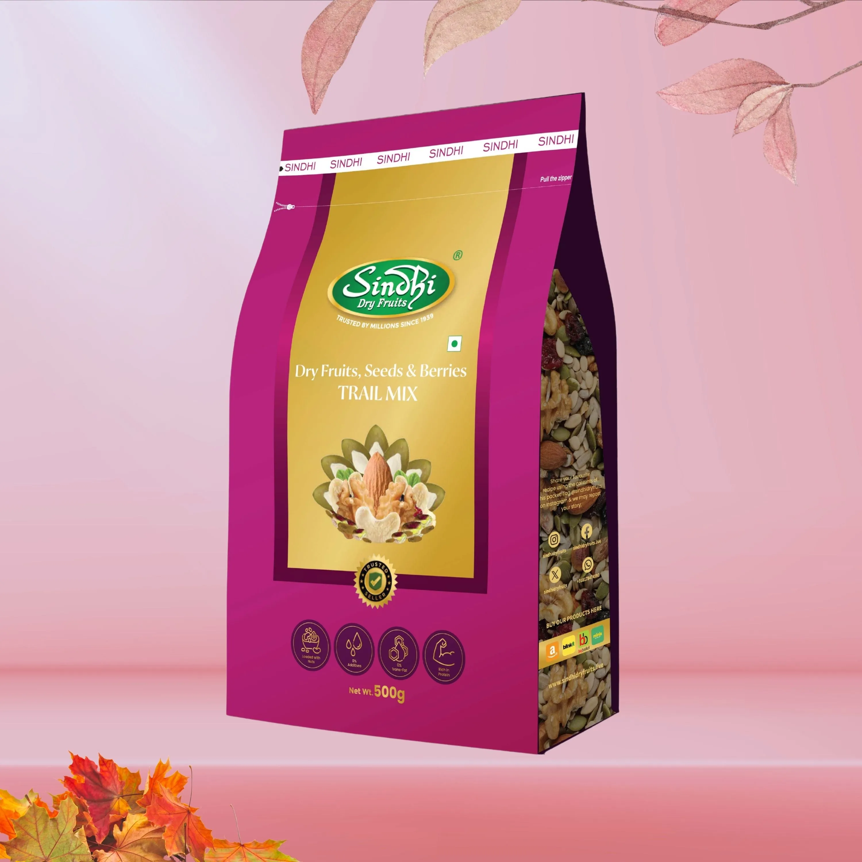 Trail Mix Containing Dry Fruits Seeds & Berries, Premium Pack