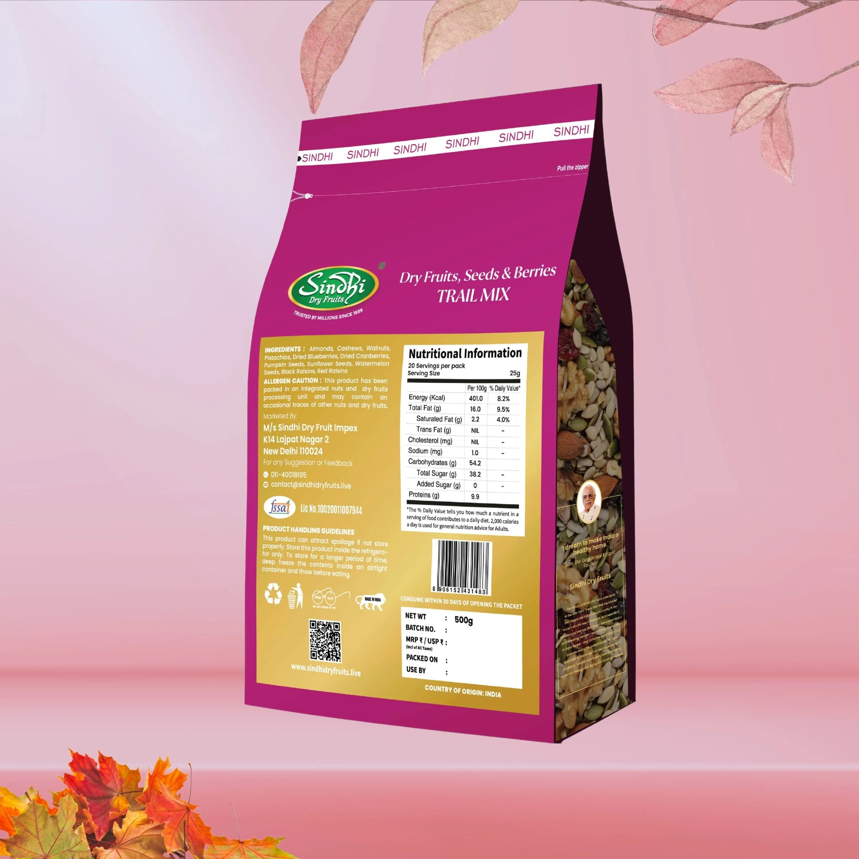 Trail Mix Containing Dry Fruits Seeds & Berries, Premium Pack